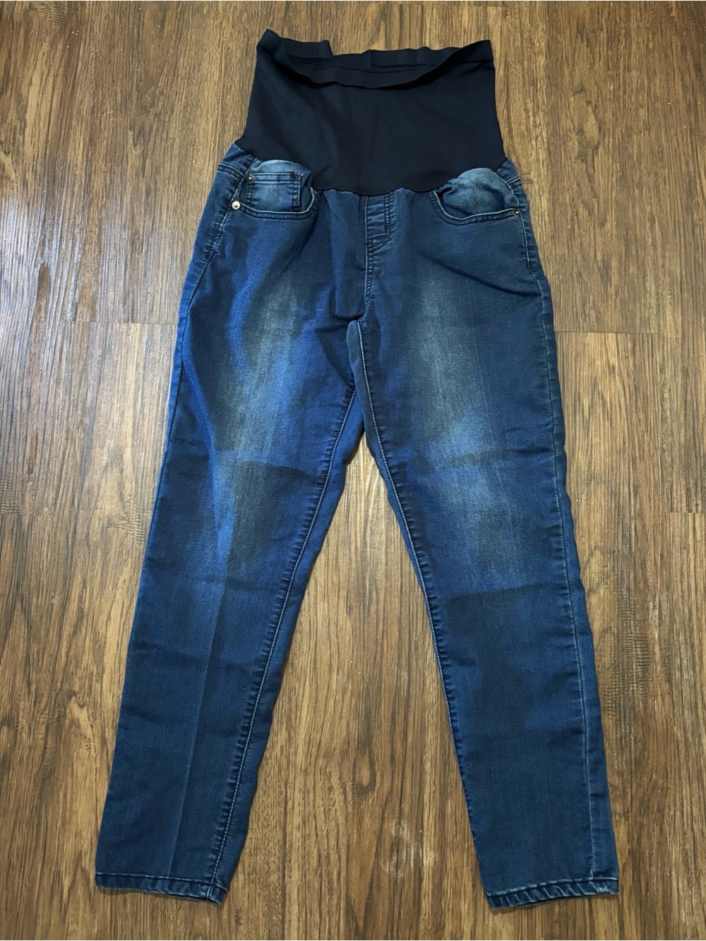 Bella Vida Maternity Dark Wash Over-Belly Skinny Jeans Size L
